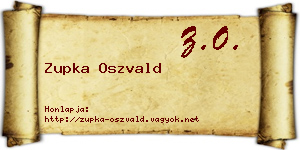 Zupka Oszvald névjegykártya